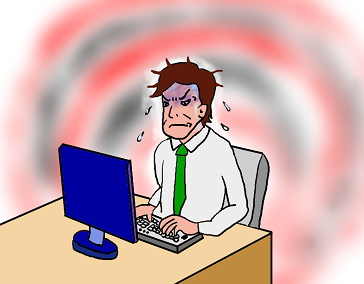 競争でパソコンをする絵(イラスト)