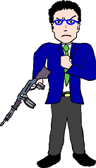 絵本「僕らは主権者」表紙;マシンガンを構えた人の絵(イラスト)