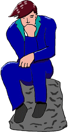 考える人のポーズの絵(イラスト)