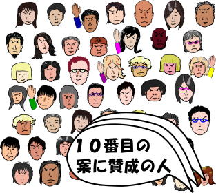 少ない選択肢から多数決で選ぶ、という絵（イラスト）