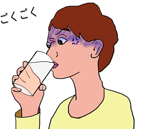 コップの水を飲むという絵（イラスト）