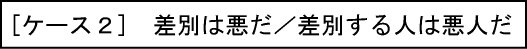 [ケース２]　差別は悪だ／差別する人は悪人だ、という絵（イラスト）