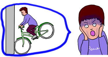 自転車で衝突している絵（イラスト）