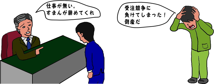 首の宣告と倒産の絵（イラスト）