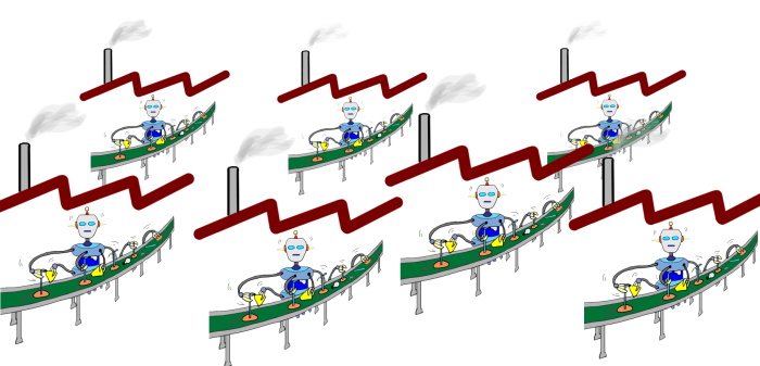 ロボット化された工場の絵（イラスト）