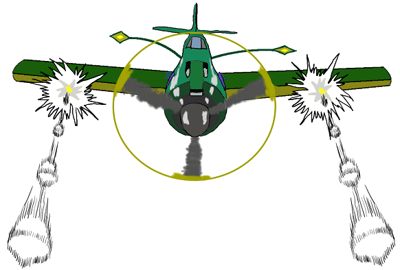 戦闘機が機銃掃射する絵（イラスト）です