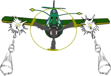 戦闘機が機銃掃射する絵（イラスト）です