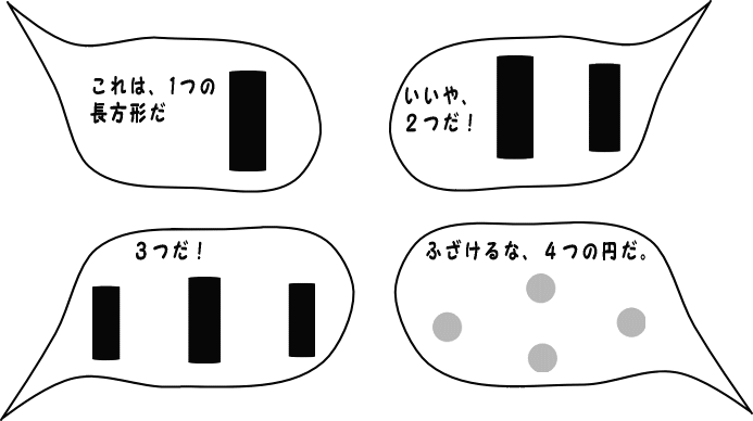 それぞれに自説を主張している絵（え）