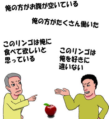 自己主張をし議論するという絵（イラスト）