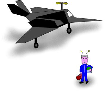 爆撃機とパイロットのイラスト。