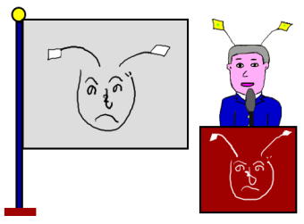演説台の大統領の絵です。
