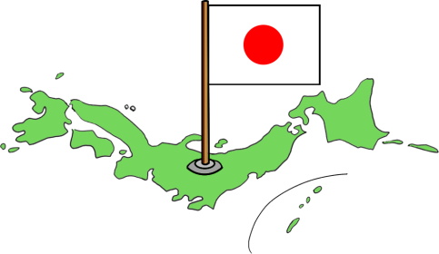 日本地図と日の丸の絵（イラスト）