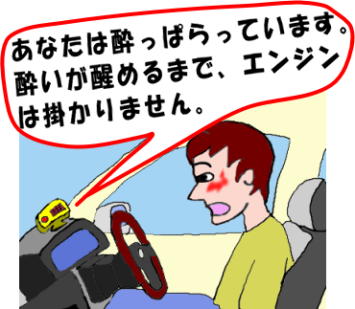 飲酒運転を防止する自動車の絵（イラスト）