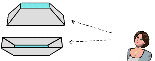 現実と錯覚の両方を見ている絵、イラスト