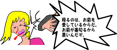 女性を殴っている絵