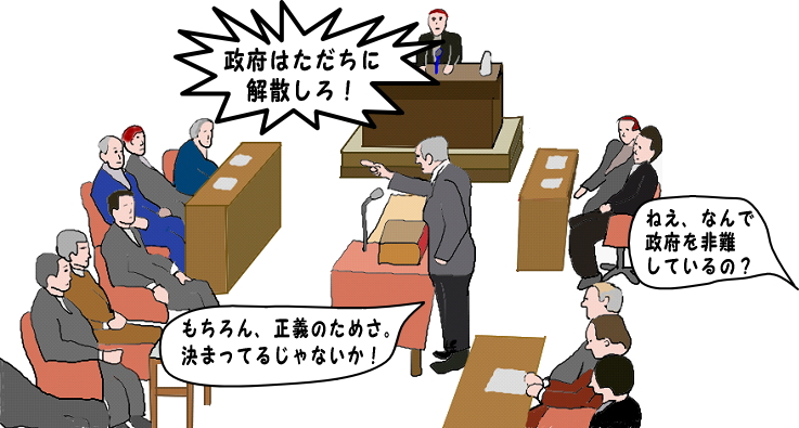 国会審議のイラスト