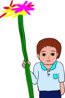 花を持つ子供の絵