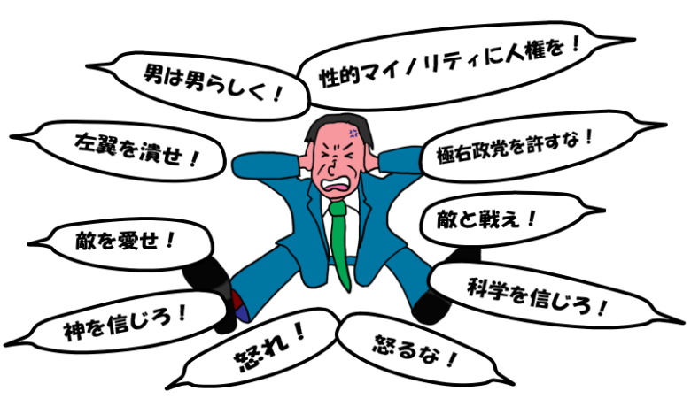 矛盾する命令を受けているという絵（イラスト）