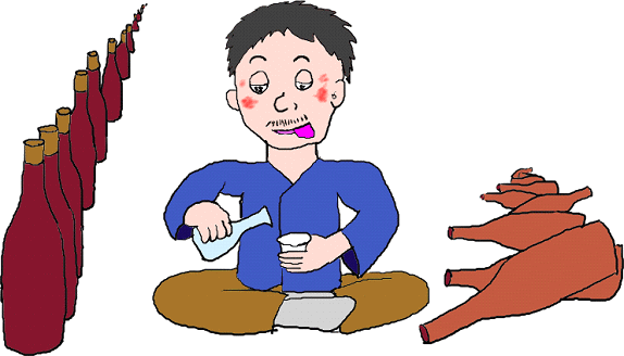 酔っ払いのおじさんの絵（イラスト）です